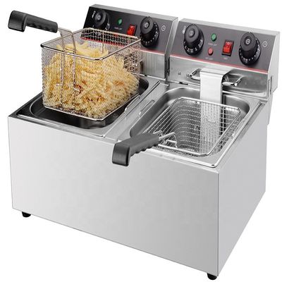 585x460x285 мм Таймер Управление Электрическая картофельная чипсы Fryer Machine с 2 корзинки