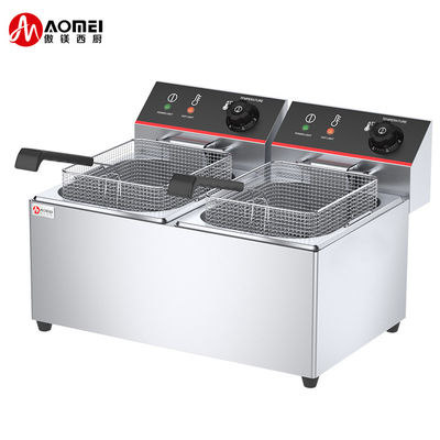2 резервуара 12L электрическая фритюрная камерционная розетка масла глубокая фритюрная 6L масляный бассейн для продуктового магазина