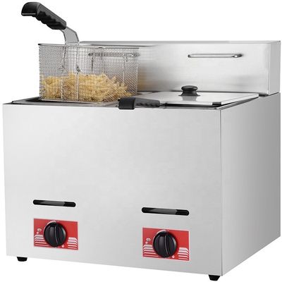Газовая 6L 6L коммерческая нержавеющая сталь 2 резервуара Lpg Deep Fryer для быстрой приготовления пищи
