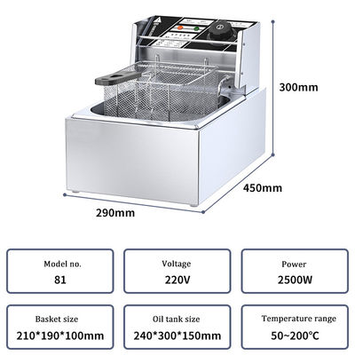 Горячая собака быстрое питание 12L Deep Fryer с 2,5 2,5КВт источник электроэнергии и 2 корзины