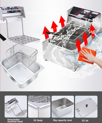 Горячая собака быстрое питание 12L Deep Fryer с 2,5 2,5КВт источник электроэнергии и 2 корзины