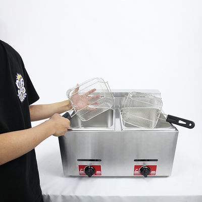 6L 6L двойной резервуар газовая жарка для приготовления жарки пищи на столе в коммерческой кухне