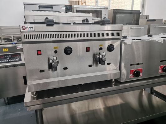 Высокая 18L 18L промышленная большая глубокая фритюрная газовая фритюрная машина с 2 резервуарами и 2 корзинами