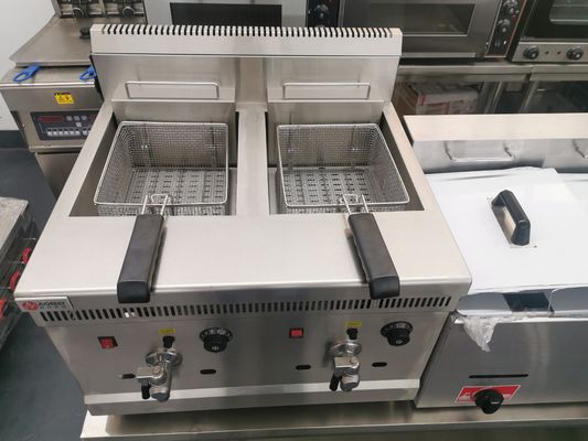 Высокая 18L 18L промышленная большая глубокая фритюрная газовая фритюрная машина с 2 резервуарами и 2 корзинами