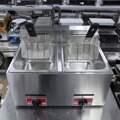 Нержавеющая сталь 2 резервуара 2 корзины ГПГ для коммерческой газовой жарки 12 л