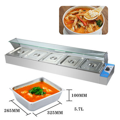 270*330*100мм Панель Размер 220В Стеклянный крышка Bain Marie с 3/4/5/6 пластины Профессиональный