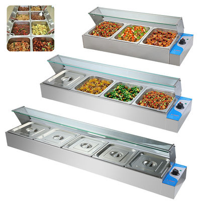 270*330*100мм Панель Размер 220В Стеклянный крышка Bain Marie с 3/4/5/6 пластины Профессиональный