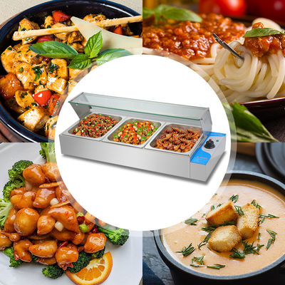270*330*100мм Панель Размер 220В Стеклянный крышка Bain Marie с 3/4/5/6 пластины Профессиональный