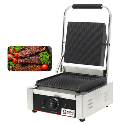 Электрический контактный гриль Panini Press Grill с полными канавками и противообжигающими ручками