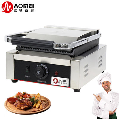 Электрический контактный гриль Panini Press Grill с полными канавками и противообжигающими ручками