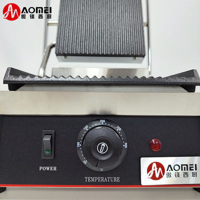 Электрический контактный гриль Panini Press Grill с полными канавками и противообжигающими ручками