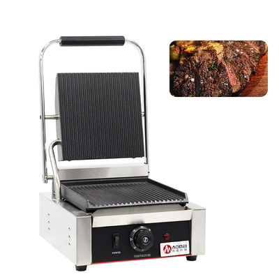 Нержавеющая сталь одноголовый Panini Press Grill Сэндвич Электрический контактный гриль Коммерческий